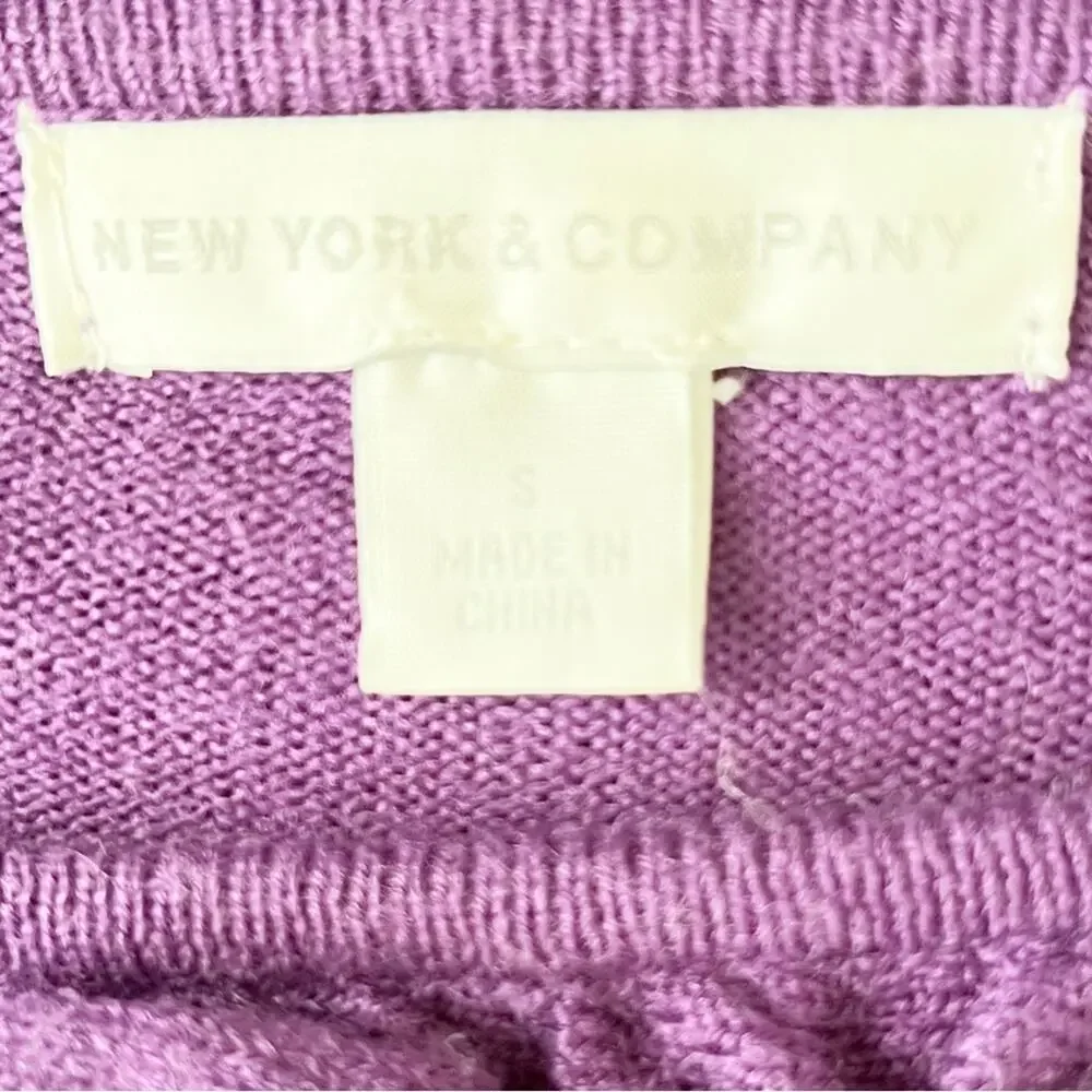 NEW YORK & COMPANY Purple Ruffle Trim Sweater, S